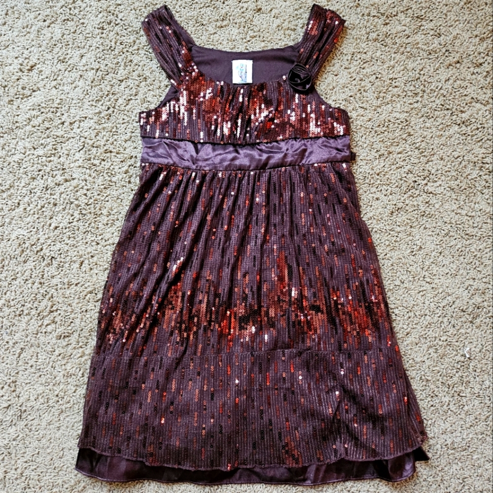 RMLA Girls' Kids Brown Sequence Dress